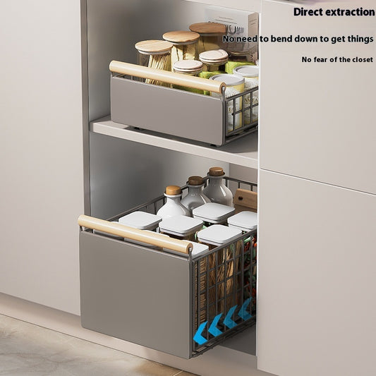 Foldable Pull-Out Storage Basket – Kitchen & Bathroom Organiser