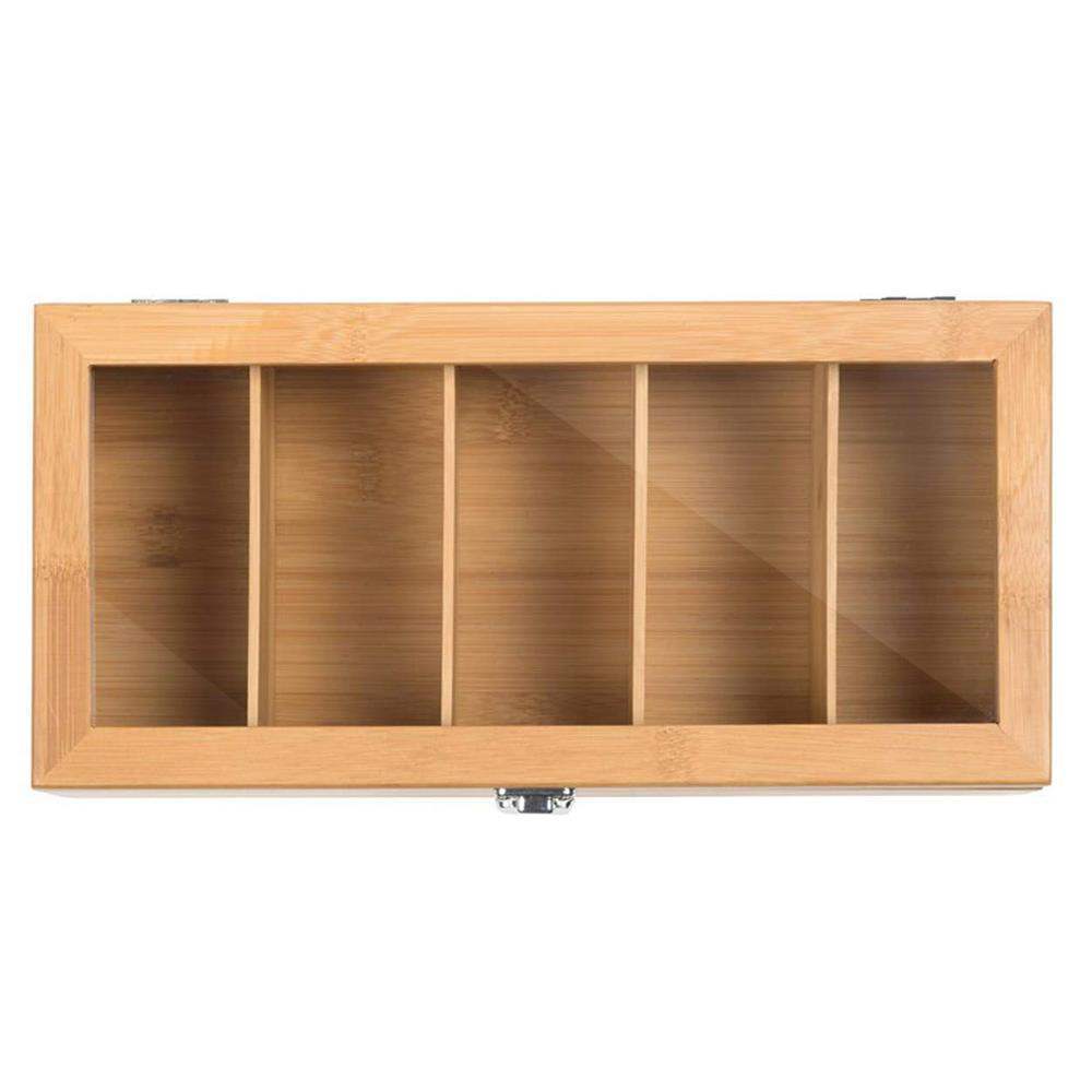 Bamboo Tea Bag & Jewellery Organiser Box – Multi-Compartment Storage