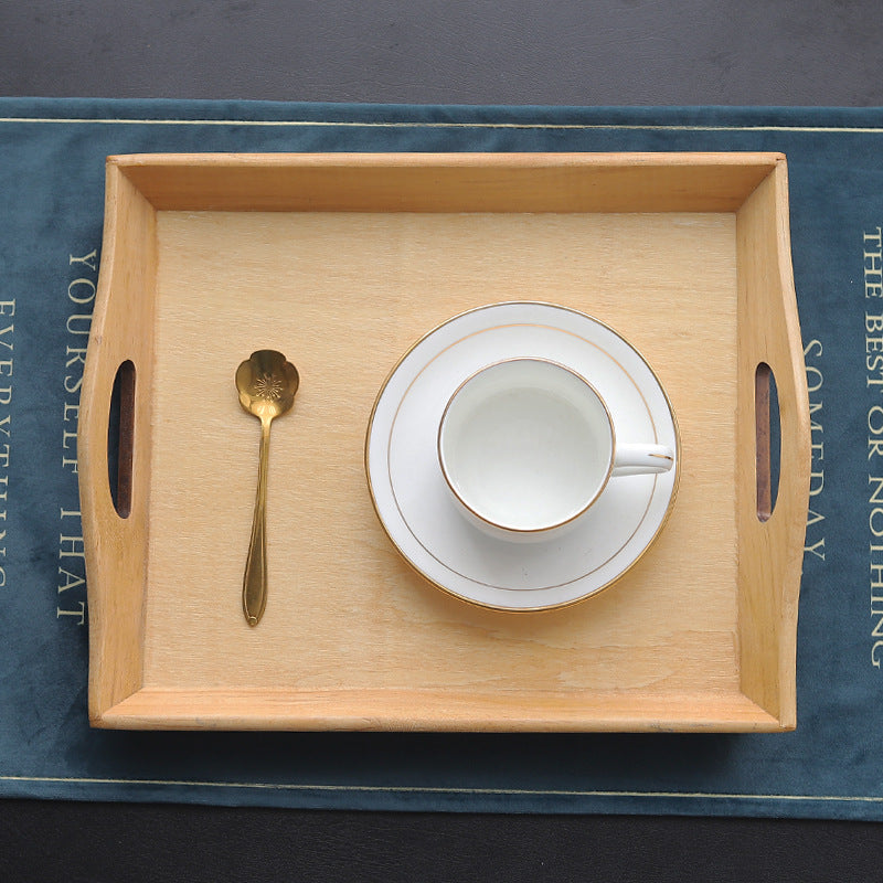 Retro Bamboo Serving Tray – Rectangular Wooden Tea & Food Platter