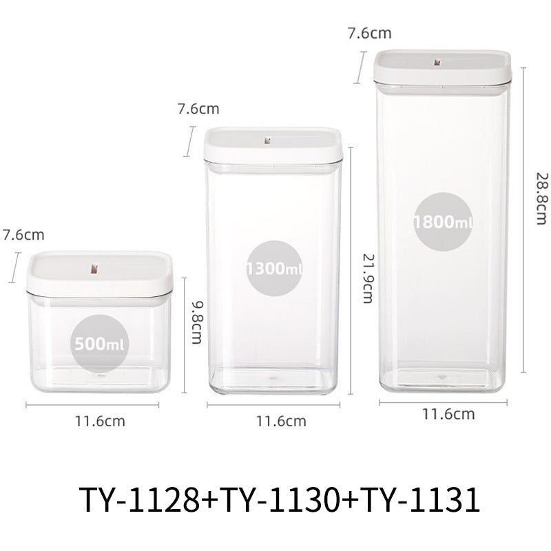 Square Airtight Pasta Storage Jars – Transparent Food Containers (500ml–1800ml)