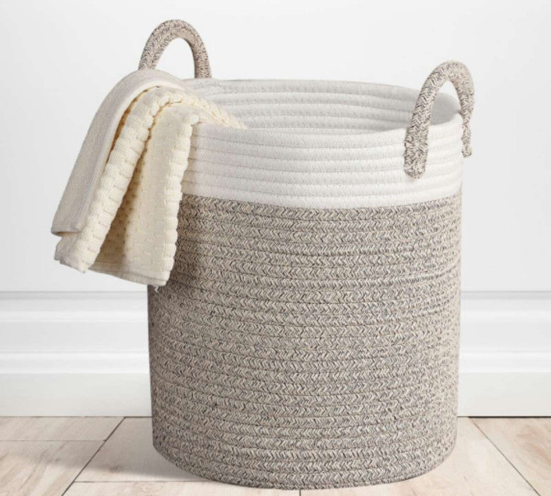 Woven Cotton Storage Basket – Soft Fabric Home Organiser