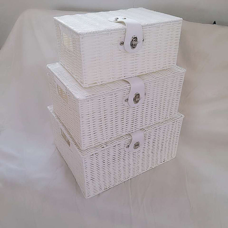 Rattan Woven Desktop Storage Box Set – 3 Sizes
