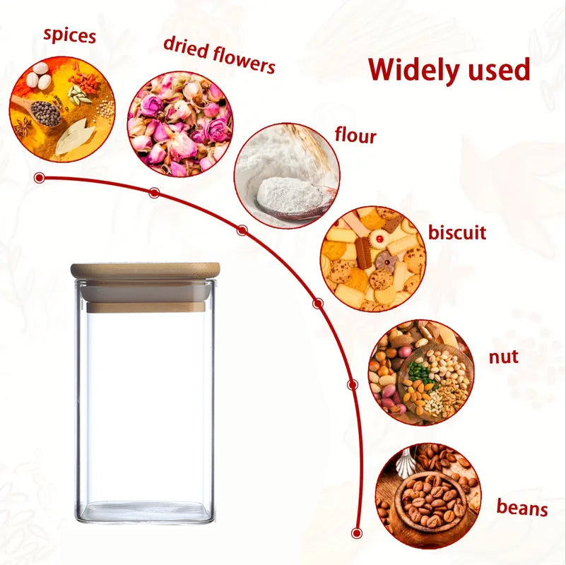 Square Glass Spice Jar Set – 12 Jars with 72 Labels