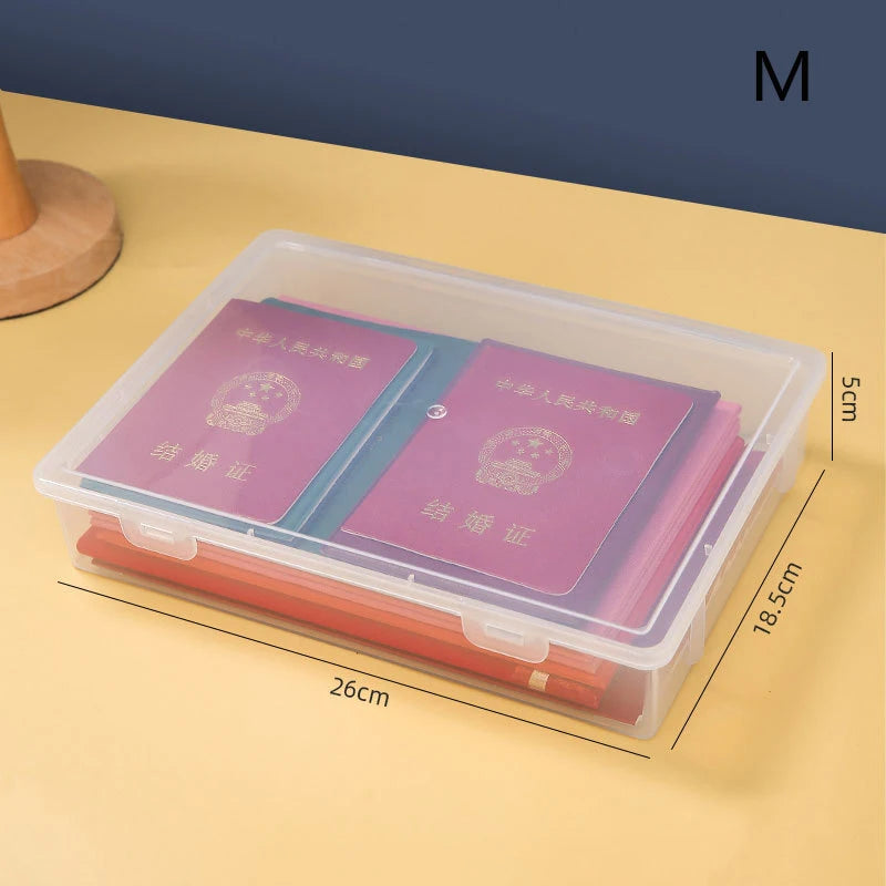 Clear Plastic Document & Storage Organiser Box | A4 Home & Office Supplies Tidy