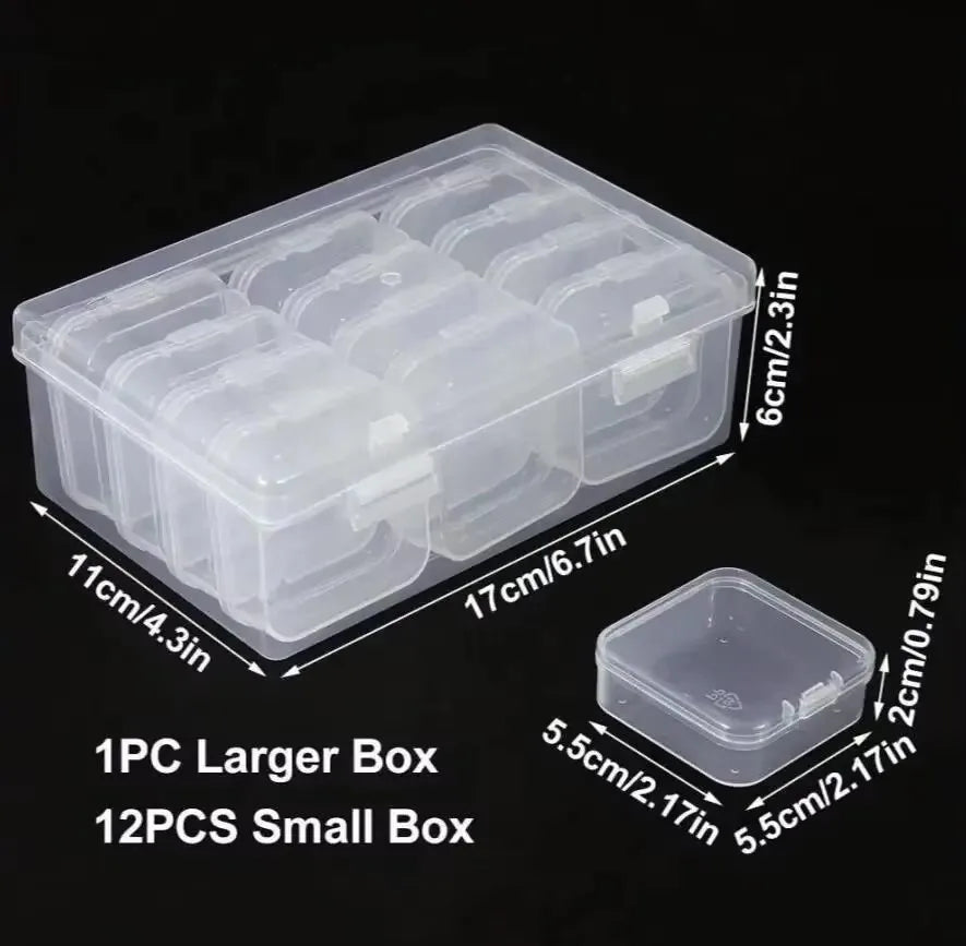 Mini Clear Compartment Storage Box with Hinged Lid | Beads, Jewellery & Small Parts Organiser