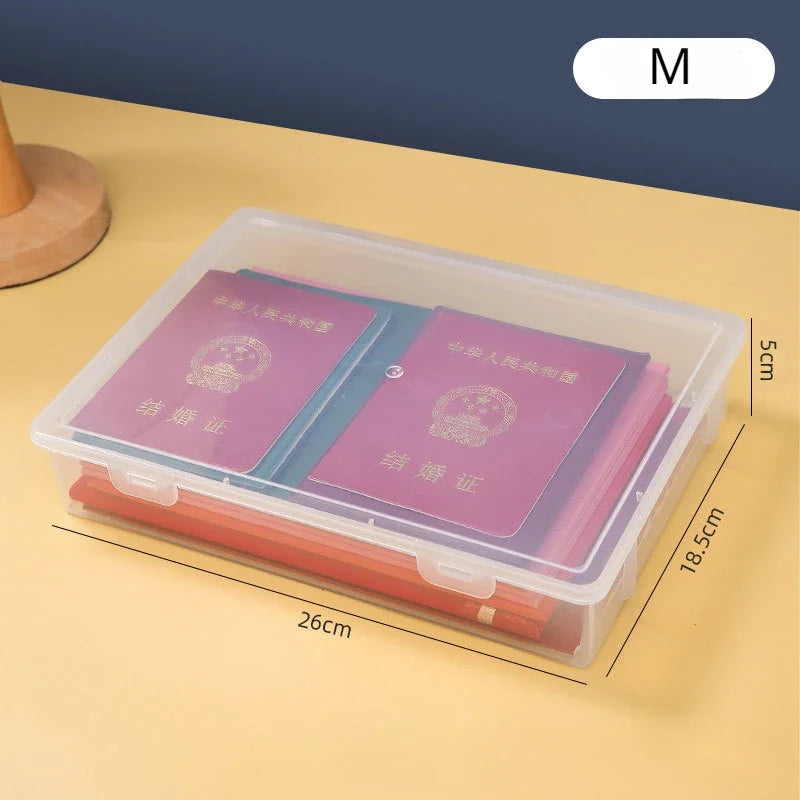 Dustproof A4 Document & Certificate Storage Box | Clear Plastic File Organiser S, M, L