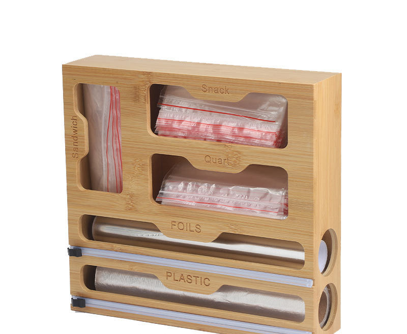 Bamboo Cling Film Cutter & Drawer Storage Box – Creative Kitchen Wrap Organiser