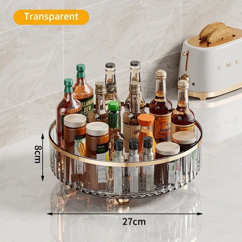 Rotating Luxury Cosmetic Organiser – Transparent Perfume & Skincare Display Tray