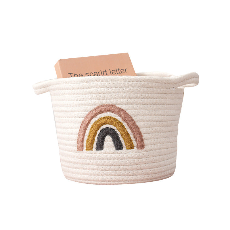 Rainbow Cotton Braided Storage Basket – Handwoven Organiser