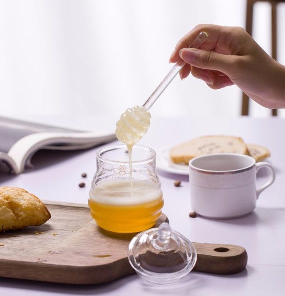 Glass Honey & Jam Jar with Dipper – 290ml Korean Style