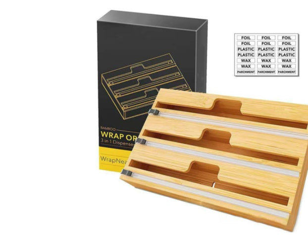 Bamboo Cling Film & Foil Cutter Box – Kitchen Wrap Dispenser