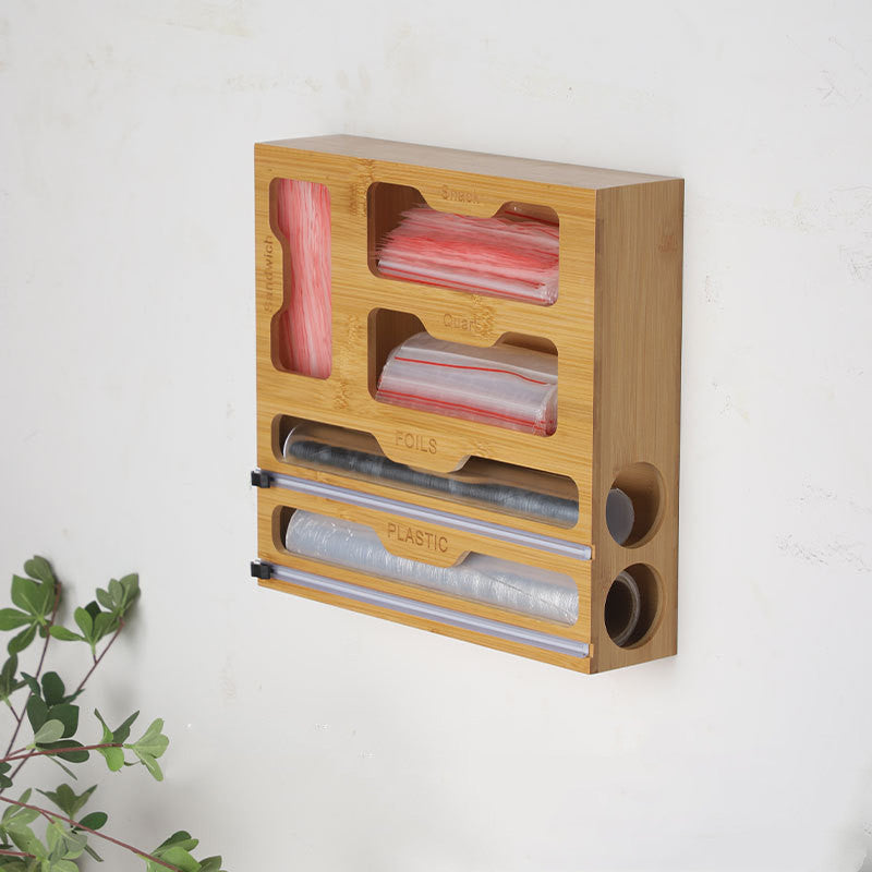Bamboo Cling Film Cutter & Drawer Storage Box – Creative Kitchen Wrap Organiser