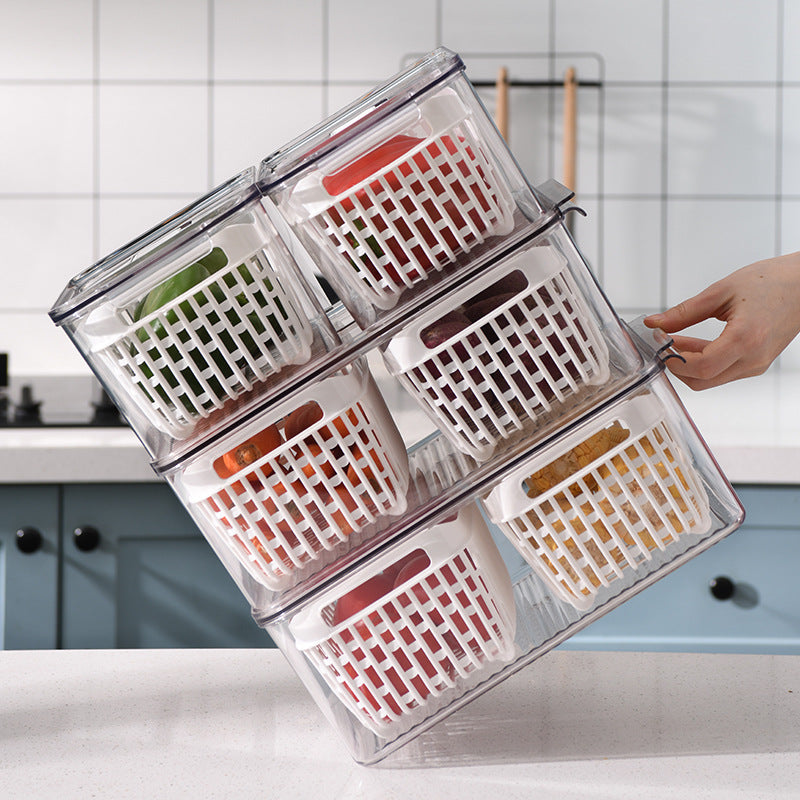 PETG Fruit & Vegetable Storage Box – Kitchen Drain Basket Organiser