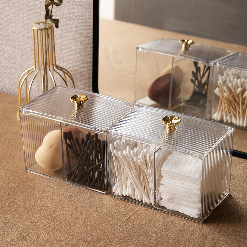 Transparent Cosmetic Organiser Box with Lid – Cotton Pad & Skincare Storage