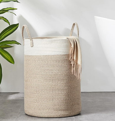 Woven Cotton Storage Basket – Soft Fabric Home Organiser