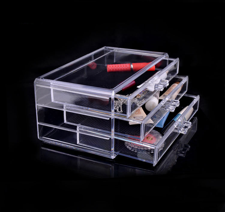 Acrylic 3-Drawer Storage Box – Clear Desktop Makeup Organiser