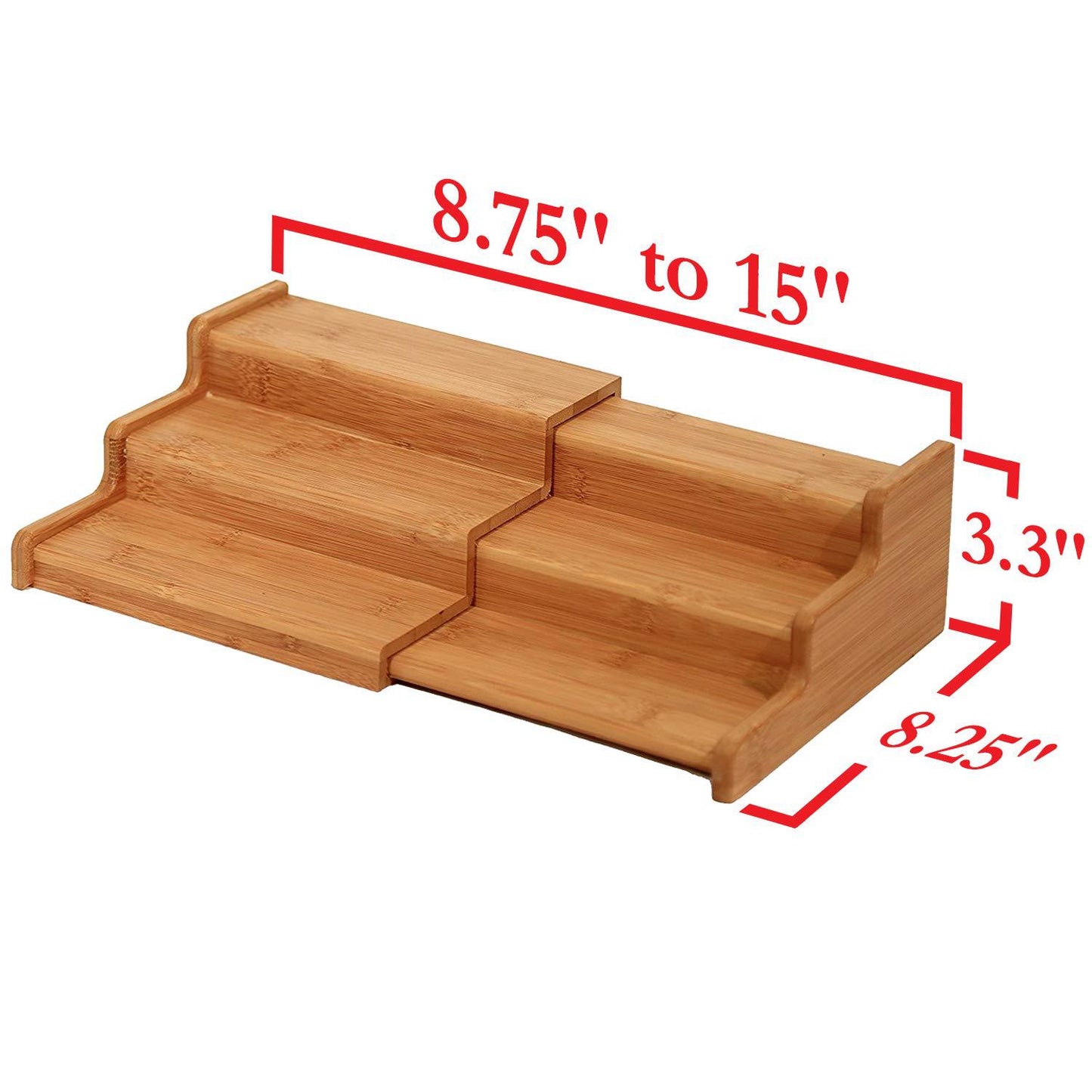 3-Tier Adjustable Bamboo Spice Rack – Wall-Mount or Countertop Kitchen Organiser
