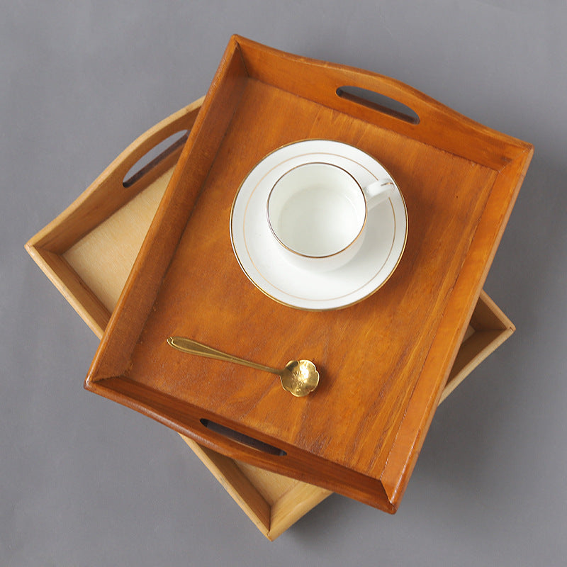 Retro Bamboo Serving Tray – Rectangular Wooden Tea & Food Platter