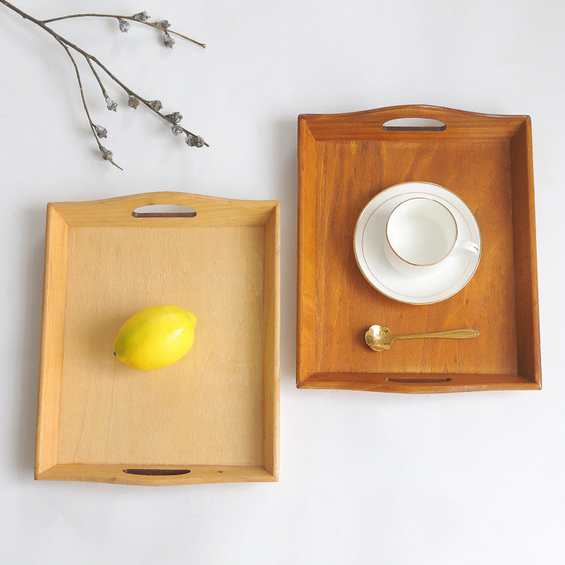 Retro Bamboo Serving Tray – Rectangular Wooden Tea & Food Platter
