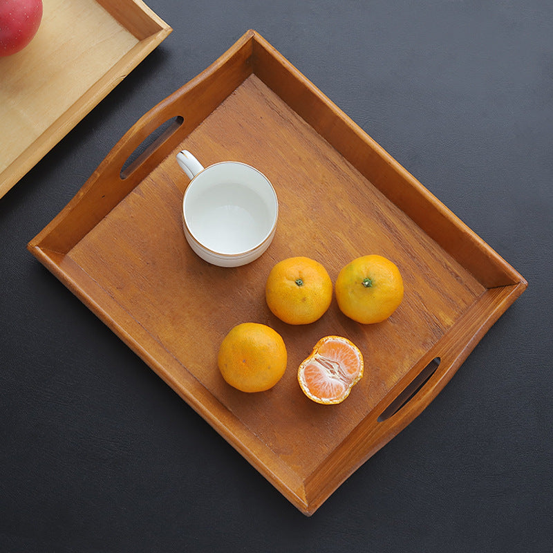 Retro Bamboo Serving Tray – Rectangular Wooden Tea & Food Platter