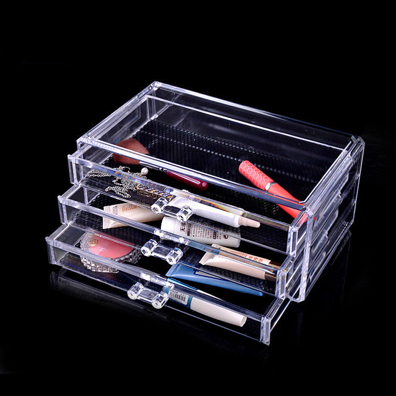 Acrylic 3-Drawer Storage Box – Clear Desktop Makeup Organiser