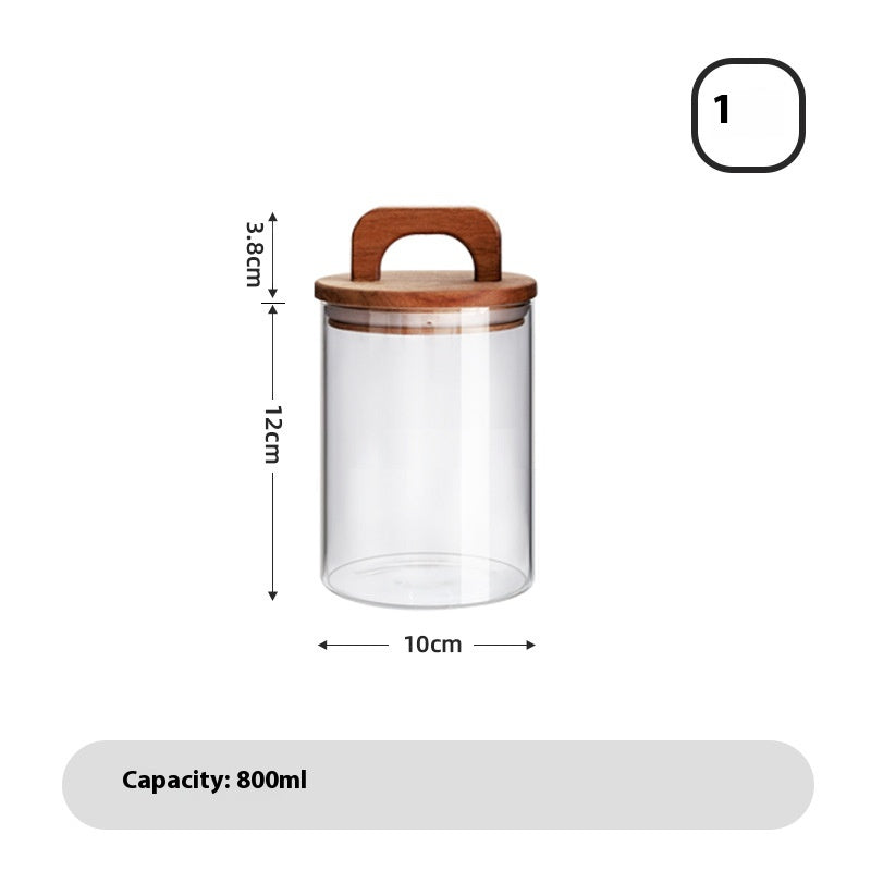 Large Glass Storage Jar with Solid Wood Lid – Japanese-Style Pantry Container
