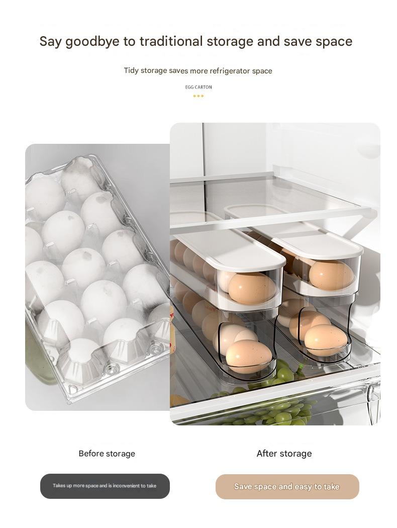Slide-Out Egg Dispenser – Anti-Break Fridge & Countertop Egg Storage Tray