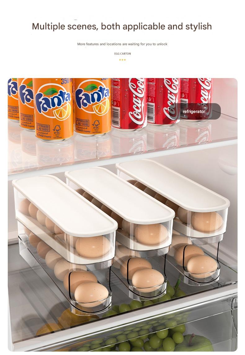 Slide-Out Egg Dispenser – Anti-Break Fridge & Countertop Egg Storage Tray