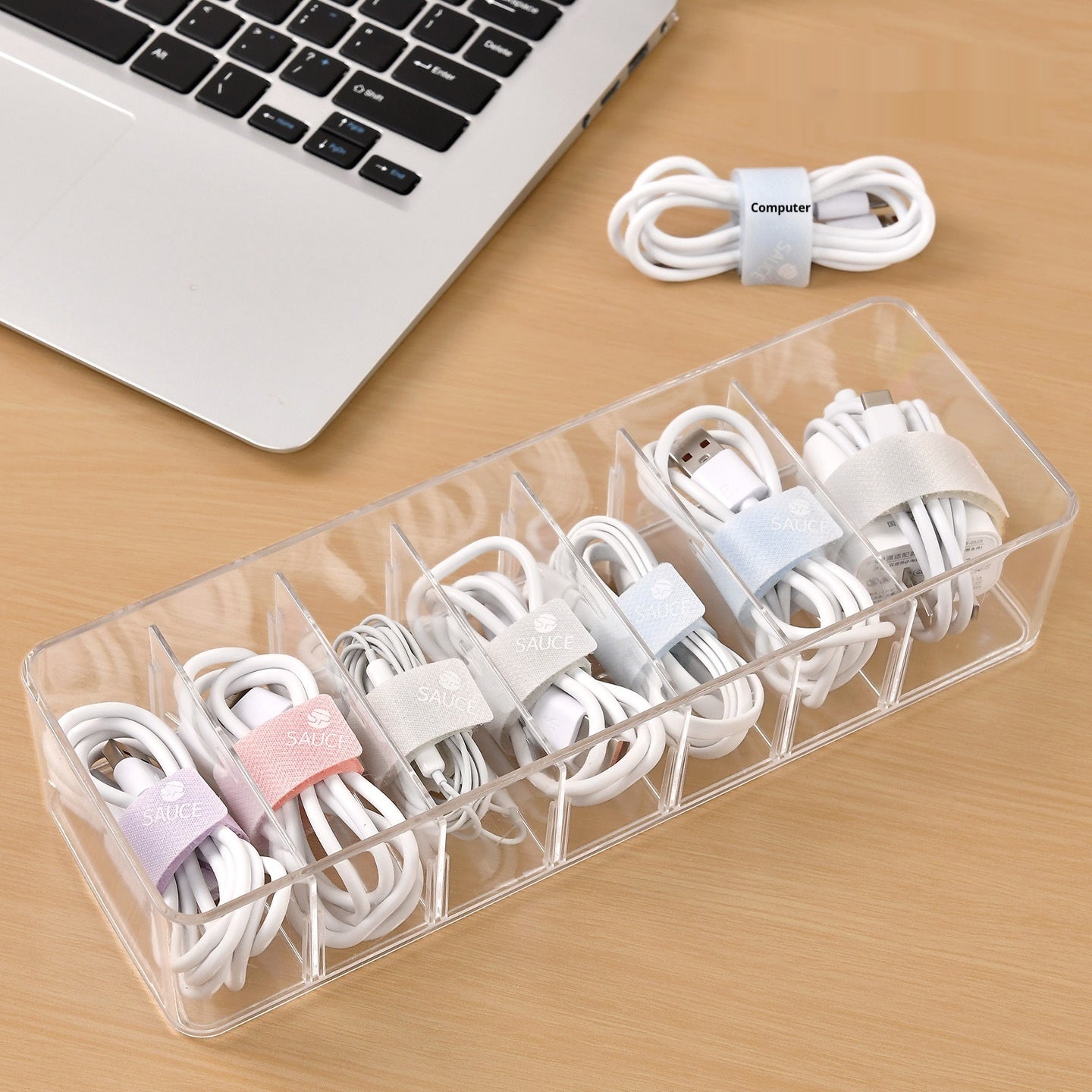 Data Cable Organiser with Velcro Straps – Reusable Wire Management Set