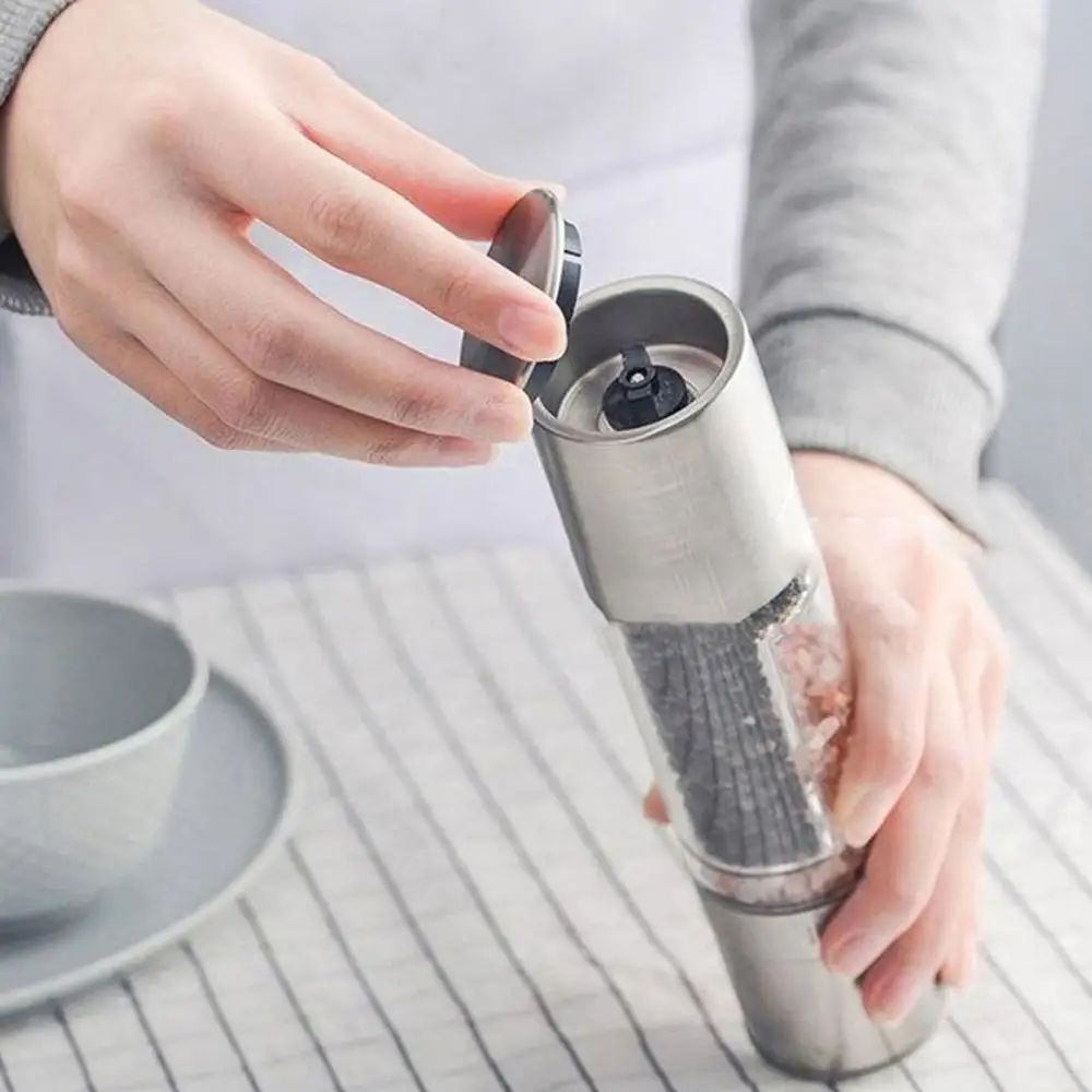 2-in-1 Salt & Pepper Grinder – Adjustable Ceramic Mill with Dust Cover