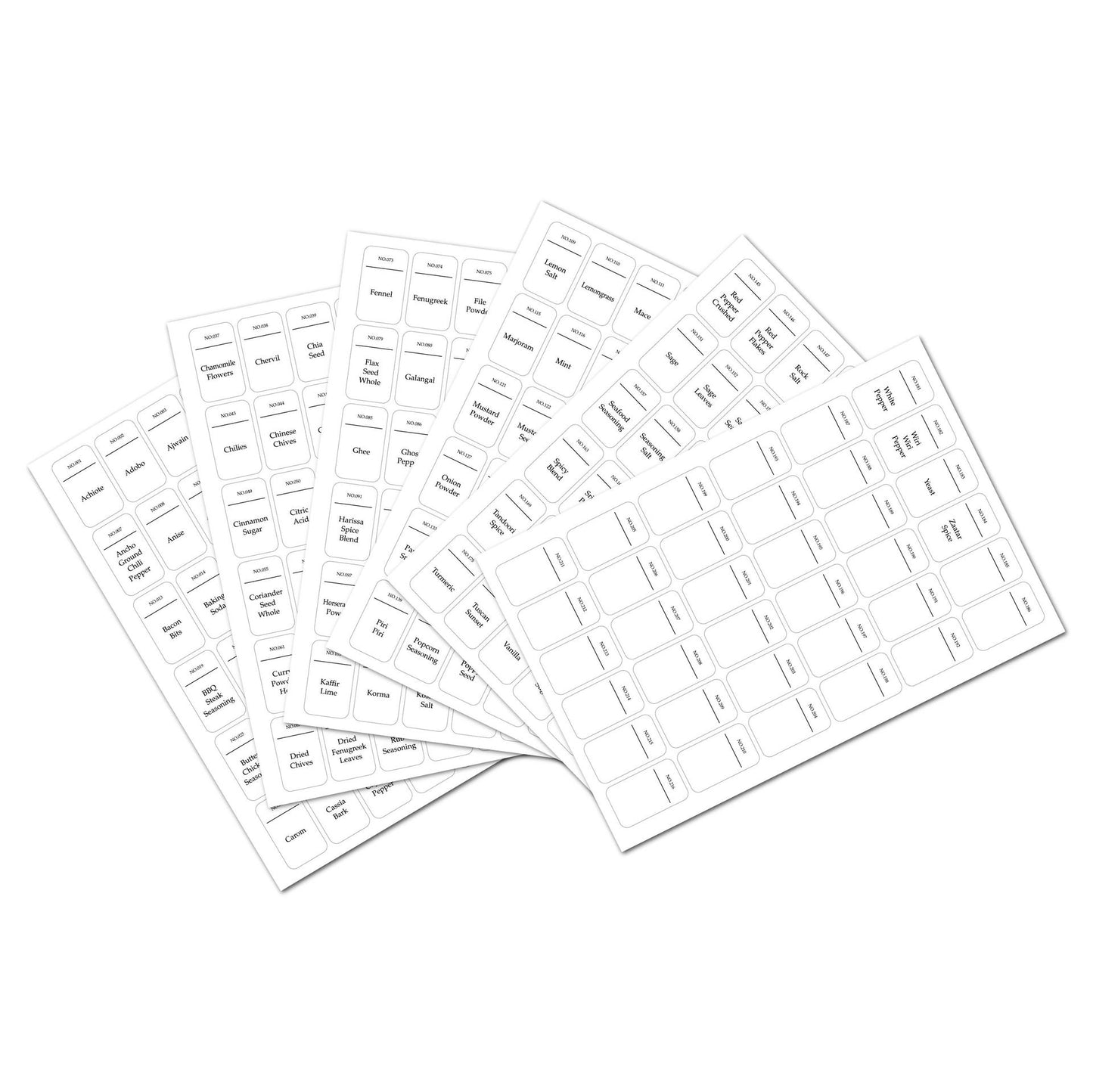 216 Waterproof Spice Jar Labels – Oil-Proof & Machine Washable