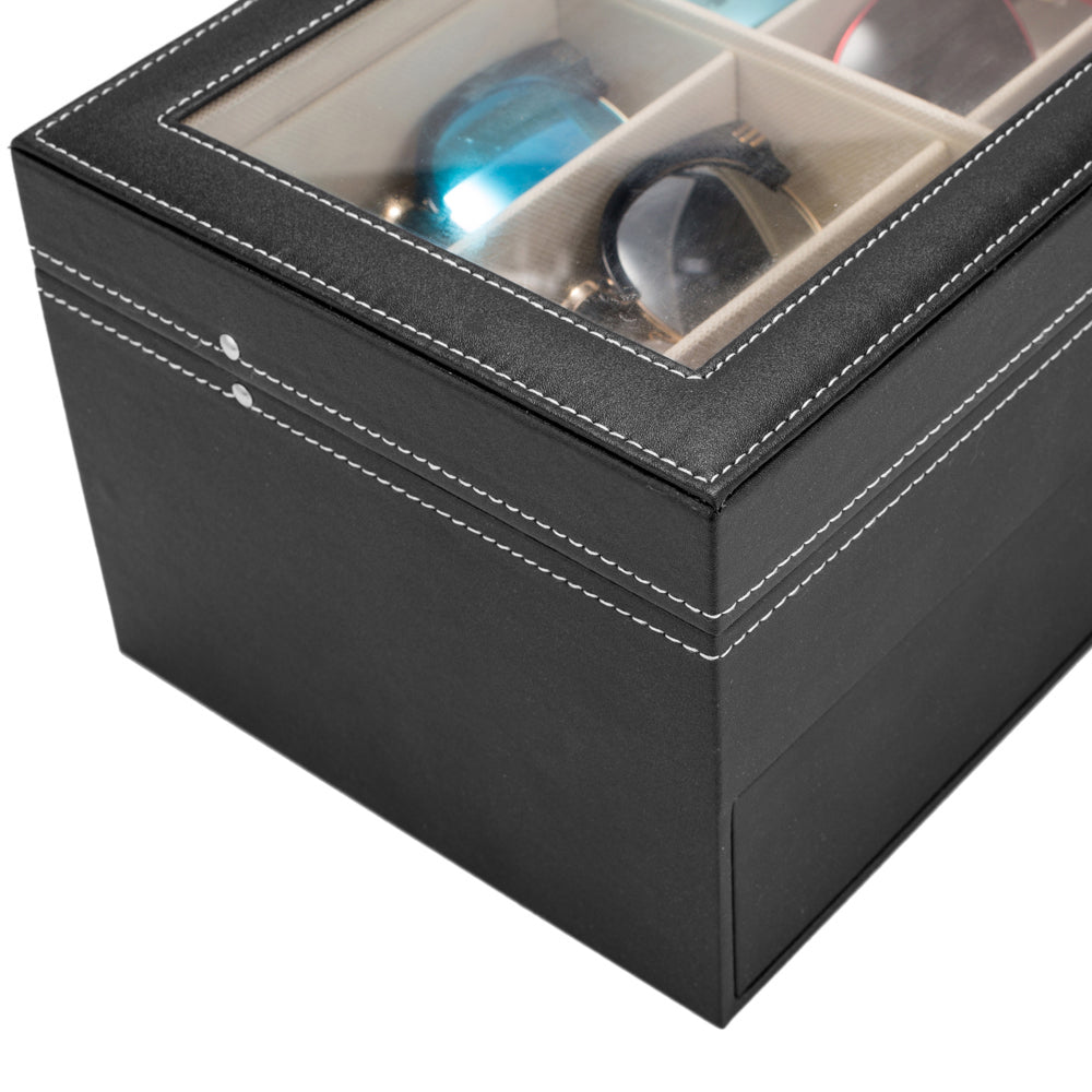 Double-Layer Glasses Display Case – 12-Grid Dust-Proof Eyewear Organiser
