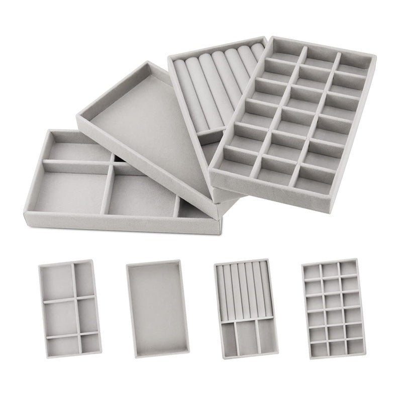 Flocked Jewellery Drawer Organiser – Velvet-Lined Compartment Tray