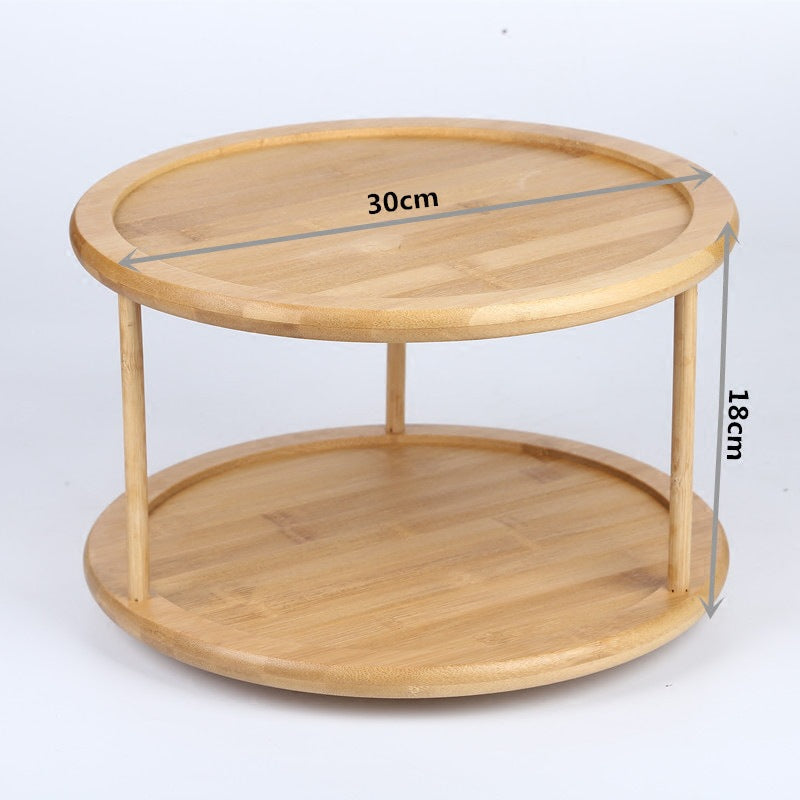2-Tier Rotating Bamboo Spice Rack – 360° Turntable Kitchen Organiser