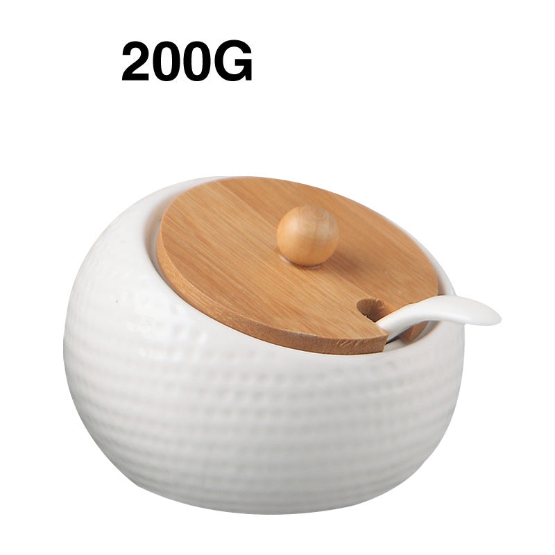 Ceramic Seasoning Jar with Bamboo Lid – Kitchen Spice Container