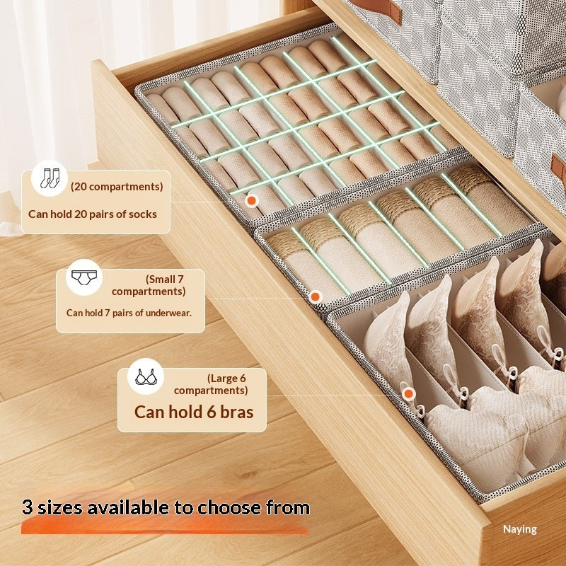 Checkered Fabric Underwear Organiser Box – Nonwoven Drawer Divider