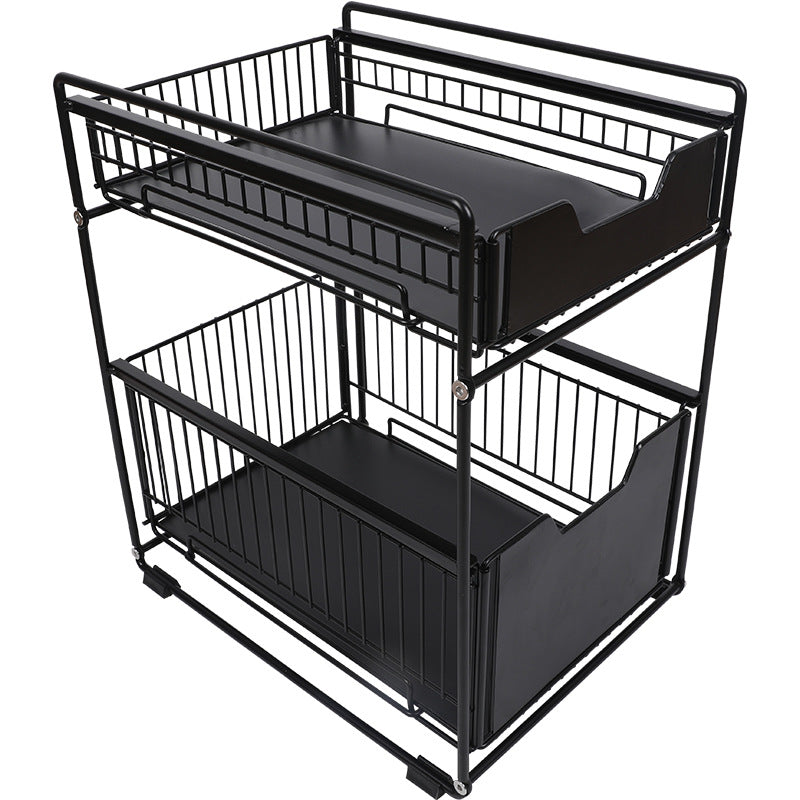 Double-Layer Pull-Out Bathroom Storage Rack – Two-Tier Organiser