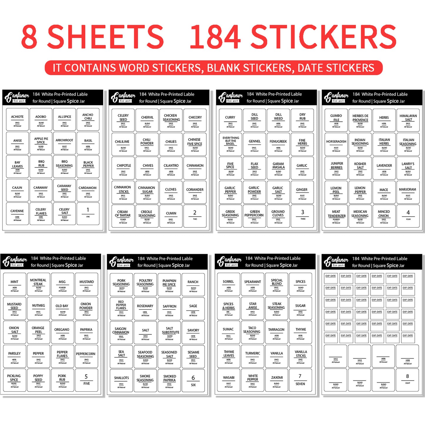 Waterproof Food Pantry Labels – Oil-Proof Kitchen Organisation Stickers