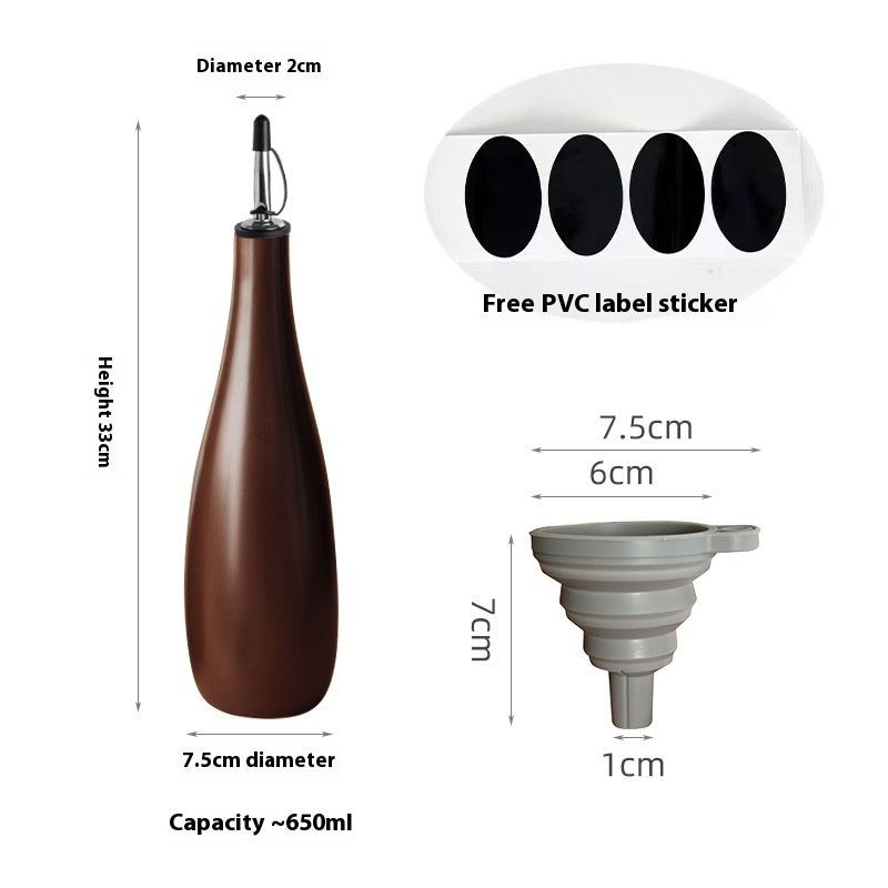 Ceramic Oil Pot with Funnel & Brush – 650ml Sealed Dispenser