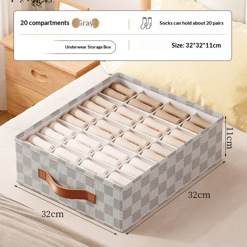 Checkered Fabric Underwear Organiser Box – Nonwoven Drawer Divider