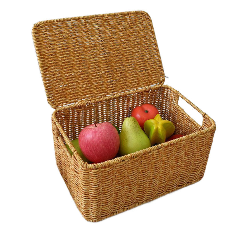 Rattan Storage Basket with Lid – Handwoven Home Organiser