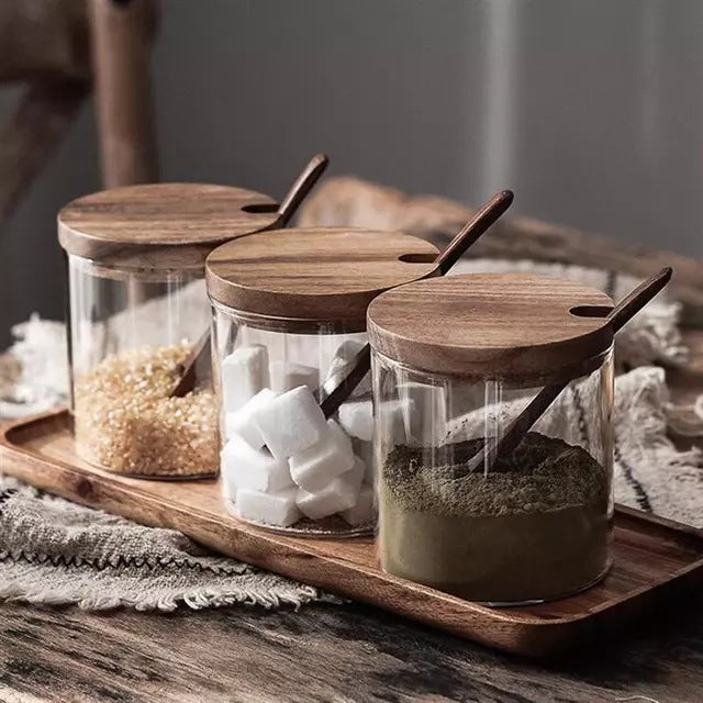Glass Spice & Salt Storage Jar – Airtight Kitchen Seasoning Container