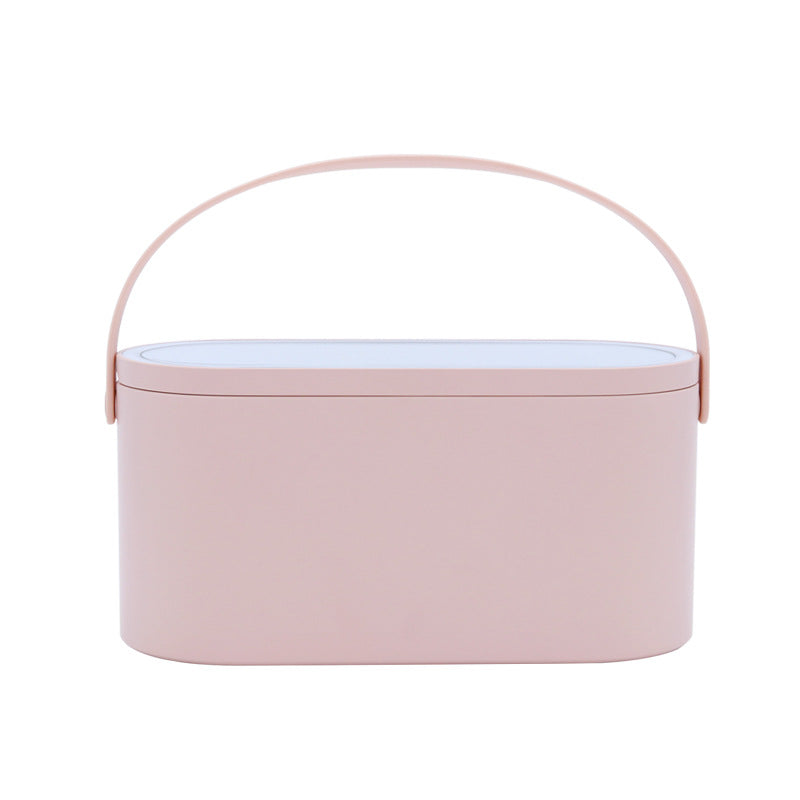 LED Lighted Makeup Mirror Organiser Box – Desktop Cosmetic Storage with Light