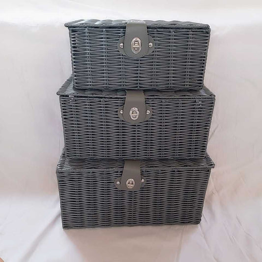 Rattan Woven Desktop Storage Box Set – 3 Sizes