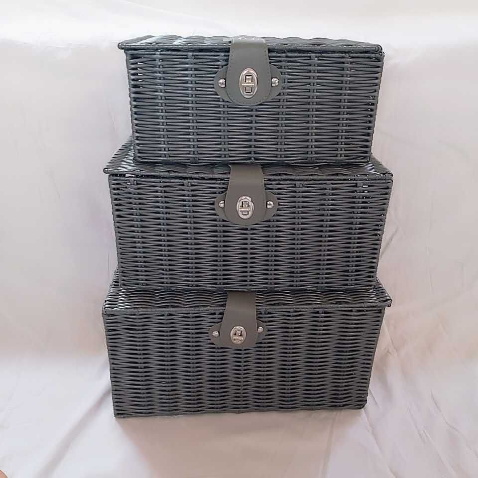 Rattan Woven Desktop Storage Box Set – 3 Sizes