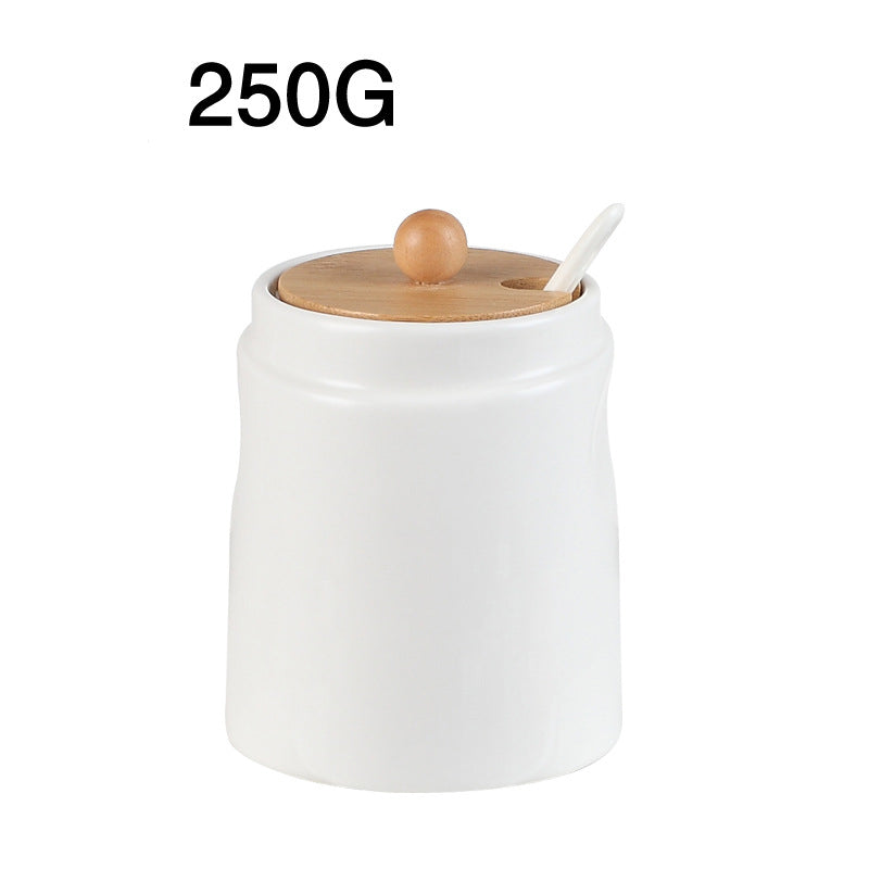 Ceramic Seasoning Jar with Bamboo Lid – Kitchen Spice Container