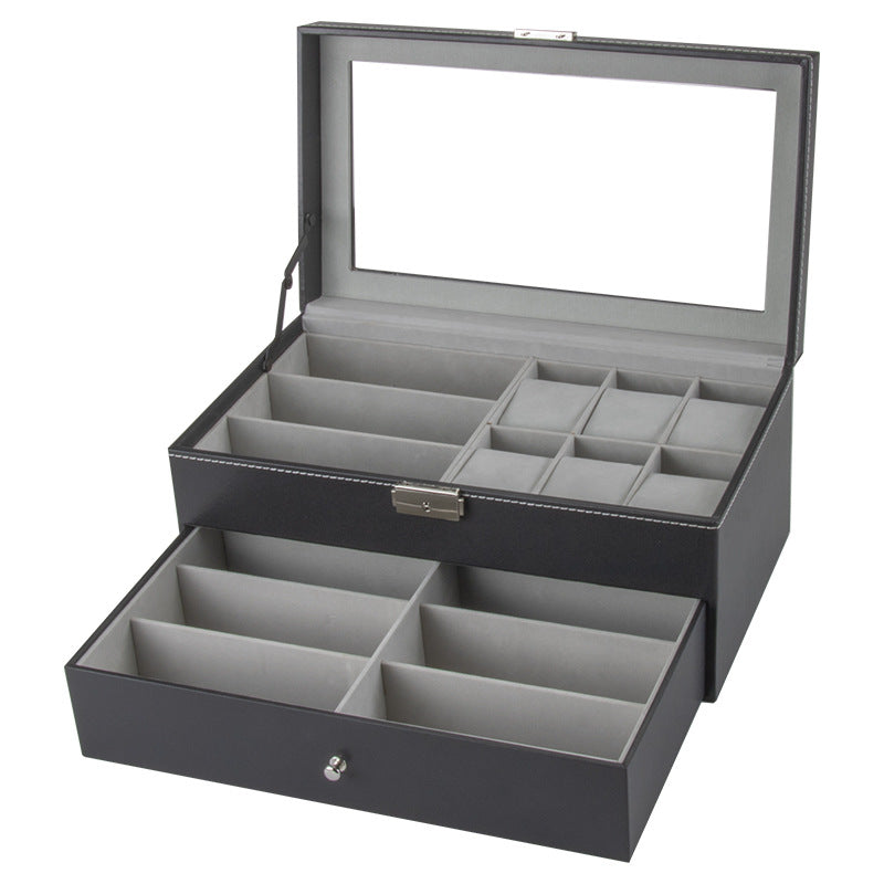 Double-Layer Glasses Display Case – 12-Grid Dust-Proof Eyewear Organiser