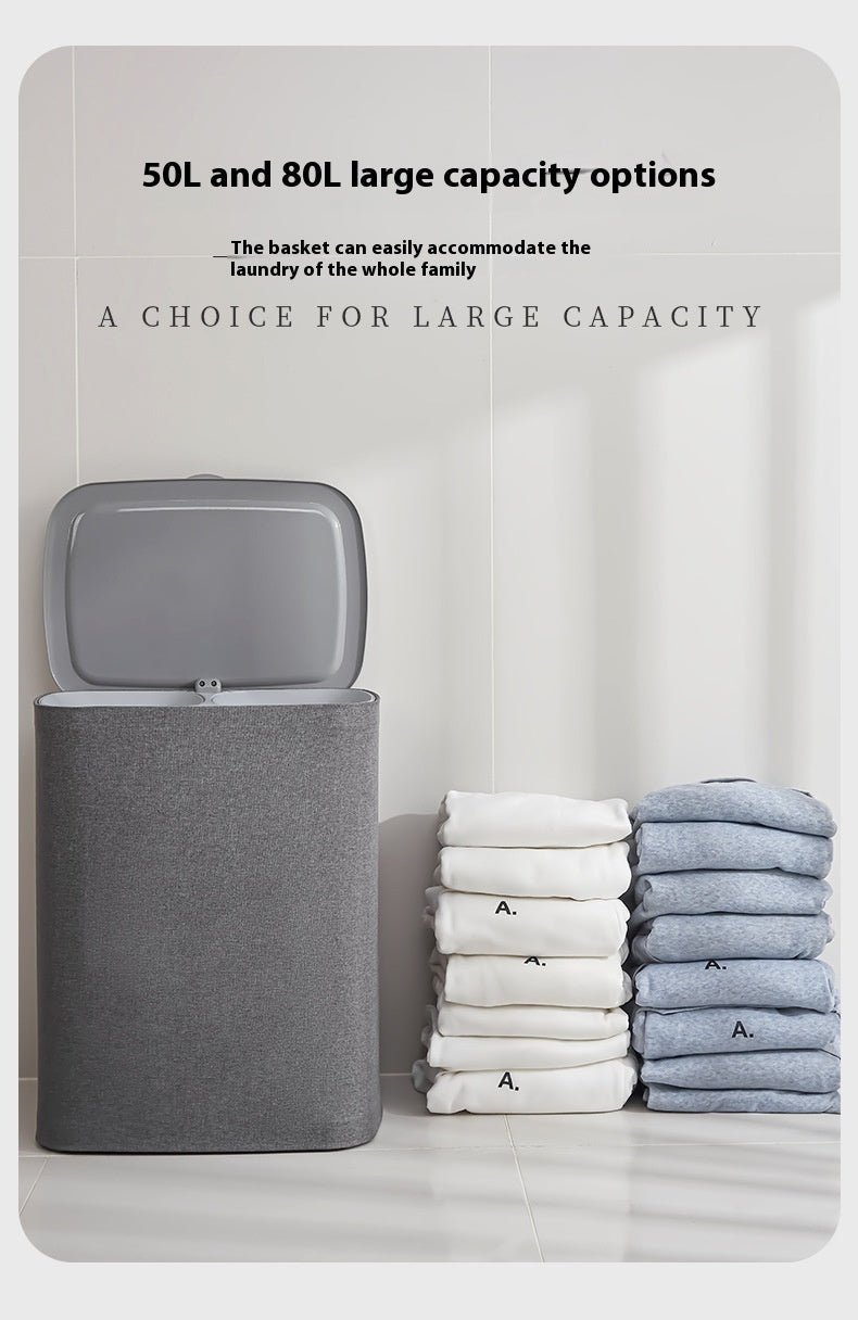 Fabric Laundry Basket with Lid – Multi-Purpose Bathroom & Bedroom Storage