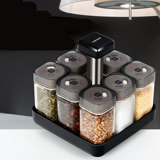 Glass Spice Jar Organiser – Pepper & Seasoning Container with Shaker Lid