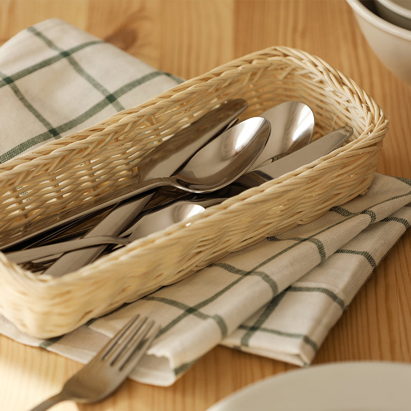 Rattan-Style Chopstick & Cutlery Holder – Woven Drain Tableware Basket